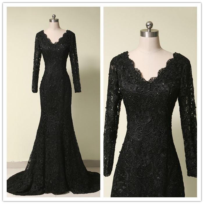 Lace Dress , Black Lace Prom Dress , Black Mermaid Dress ...