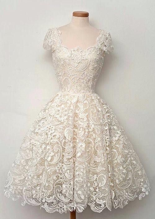 ivory lace dress knee length