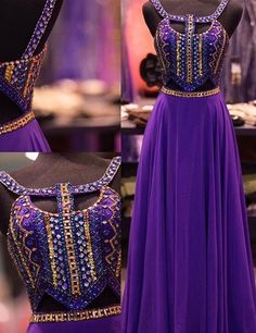 purple gold prom dress
