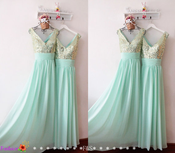 mint green and silver dress