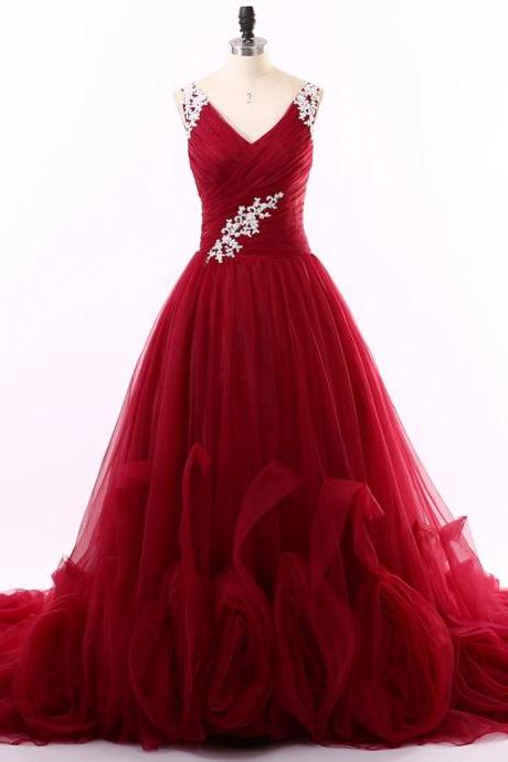 red and grey gown