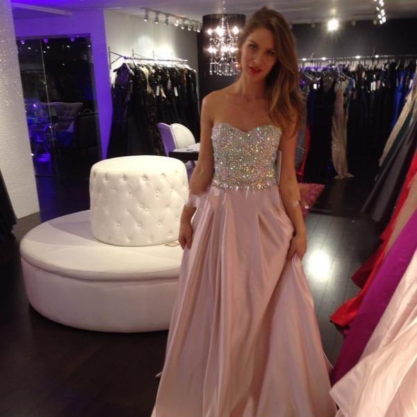 Rinestone Satin Prom Formal Dresses