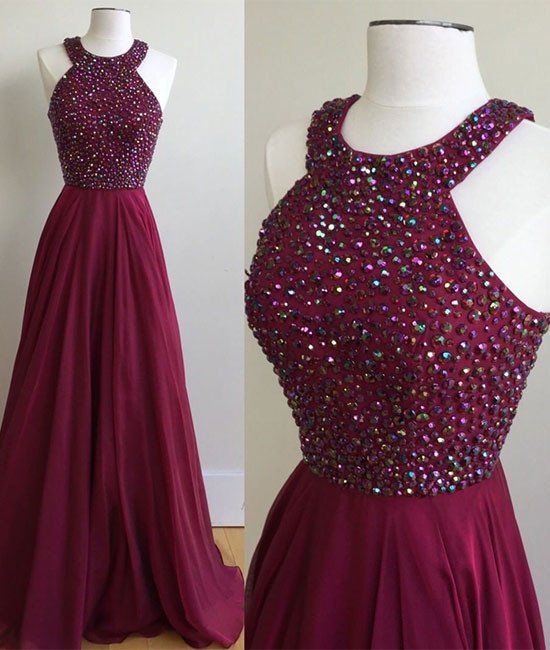 New Prom Dress , O-Neck Prom Dress , Long Prom Dress , Purple Prom ...
